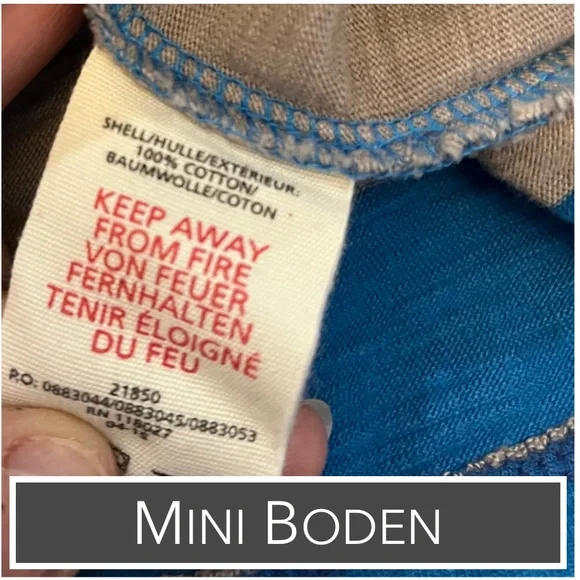 Mini Boden Blue & Gray Wide-Striped Long Sleeve Shirt with Orange Neck Band EUC - Picture 5 of 6